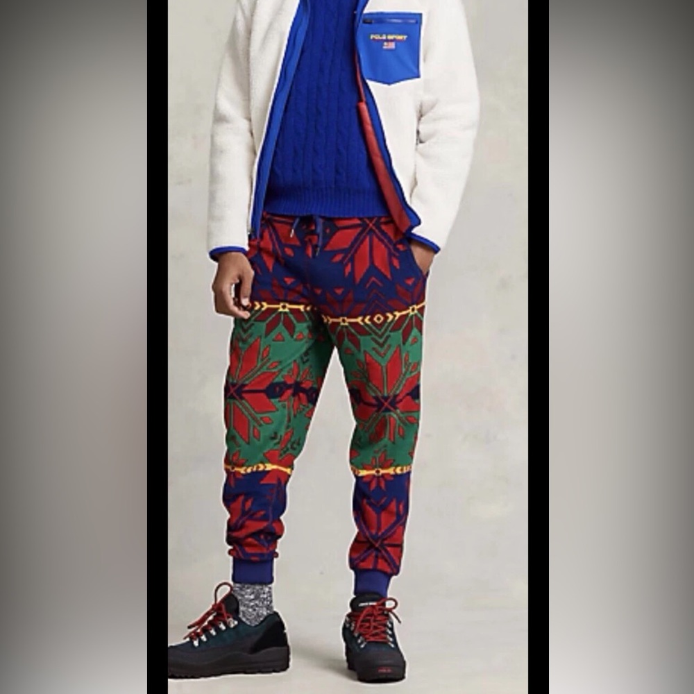 NWT POLO RALPH LAUREN Men FairIsle Snowflake Brushed Fleece Jogger Sweatpants S